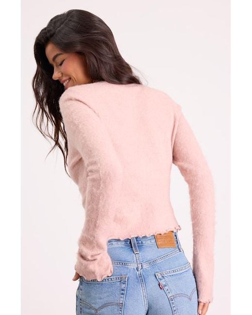 Lulus Blue Mosley Fuzzy Knit Button-Up Cardigan