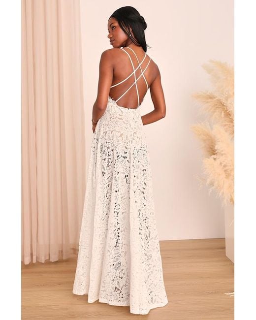 Lulus Natural Love Of Details Lace Maxi Dress