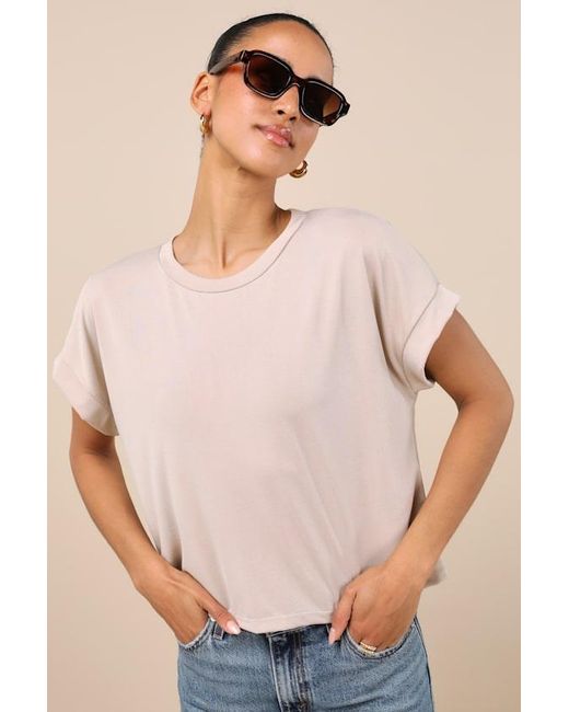 Lulus Natural Cool Instincts Short Sleeve Top