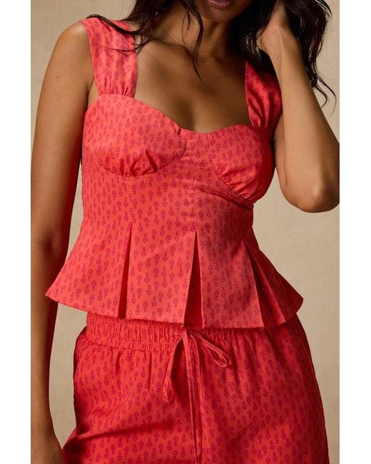 Lulus Red Marion Floral Peplum Top