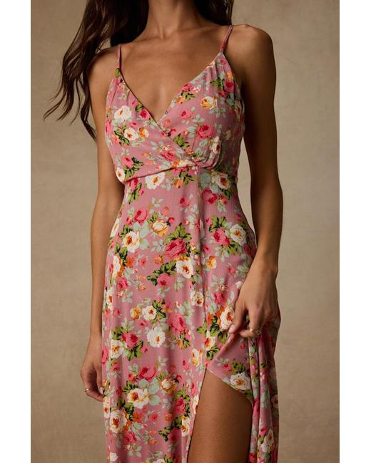 Lulus Brown Everlasting Bliss Blush Floral Print Maxi Dress