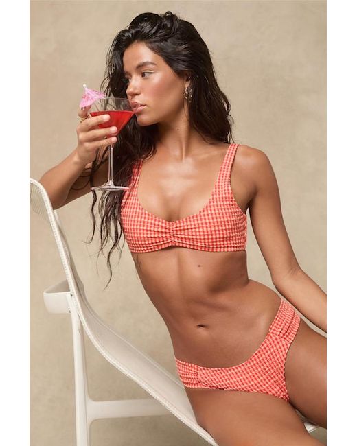 Rhythm Natural Lola Gingham Textured Bralette Bikini Top