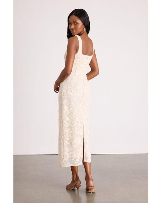 Lulus Natural Larine Cream Abstract Floral Embroidered Midi Dress