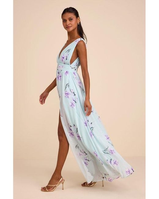 Lulus Blue Garden Meandering Floral Print Maxi Dress
