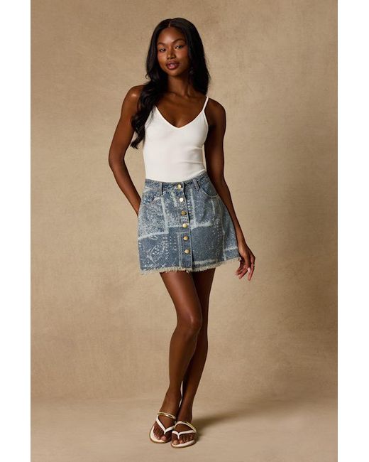 Lulus Blue Hayzel Light Wash Denim Button-Front Mini Skirt