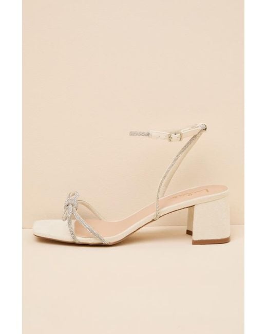 Lulus White Zoelle Rhinestone Low Heel Ankle Strap Sandals