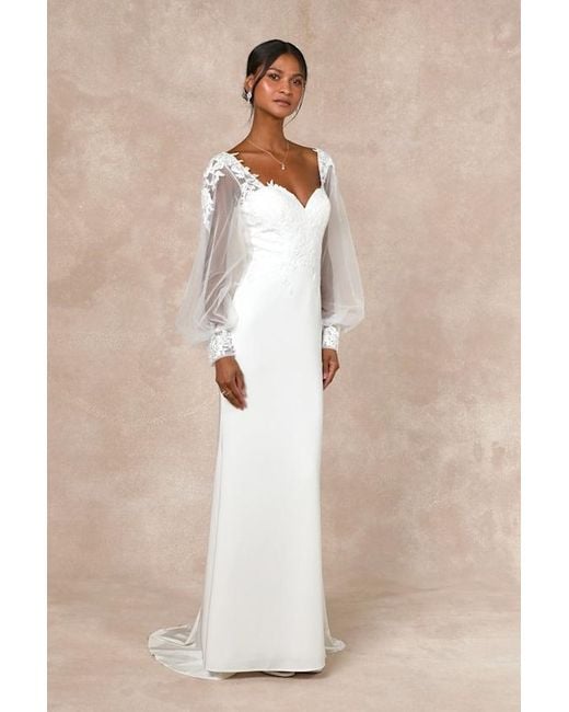 Lulus White Timeless Adoration Embroidered Bishop Sleeve Maxi Dress