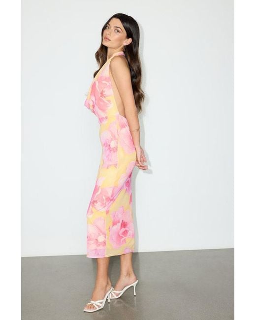 Lulus White Venus And Floral Mesh Backless Midi Dress