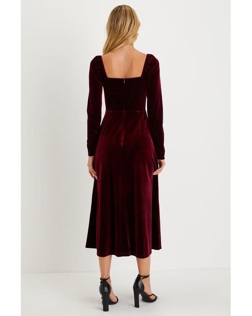 Lulus Red Precious Impression Velvet Bustier Midi Dress