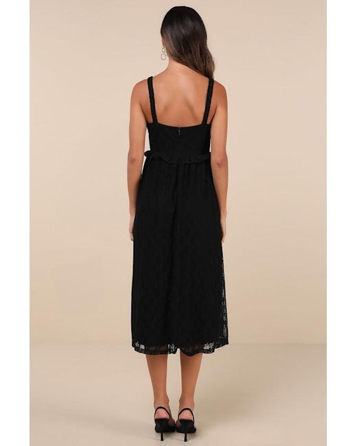 Lulus Black Romantic Option Lace Sleeveless Lace-Up Corset Midi Dress