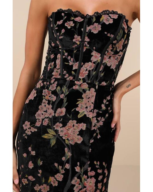 Lulus Natural Luxurious Allure Burnout Velvet Strapless Maxi Dress