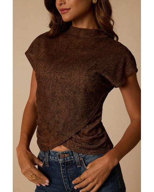 Lulus Blue Daven Dark Lace Short Sleeve Top