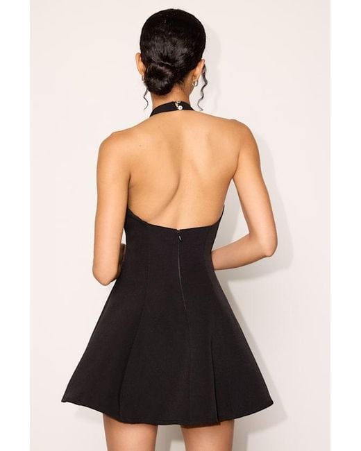 Lulus Black Leda Halter Neck Skater Mini Dress