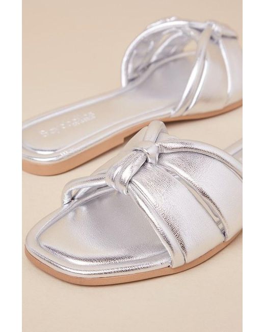 Seychelles Natural Shades Of Cool Metallic Knotted Flat Slide Sandals