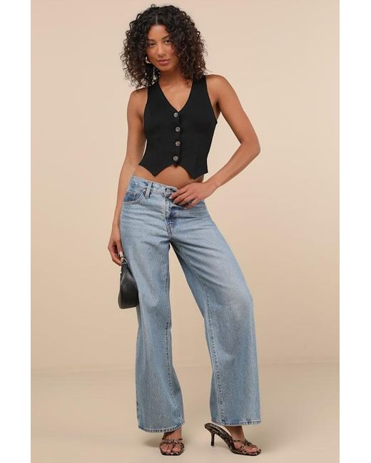 Lulus Black Elevated Impression Sleeveless Vest Top