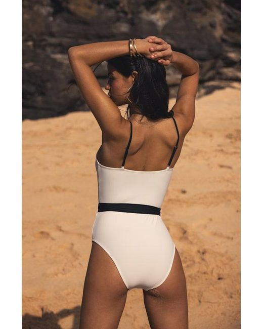 Lulus Black Poolside Chic Ivory And Color Block One-Piece Swimsuit