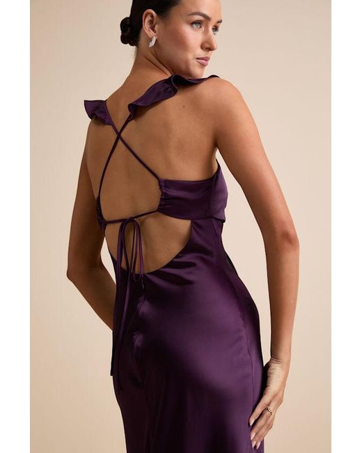 Lulus Multicolor Exuberant Luxury Satin Ruffled Lace-Up Maxi Dress