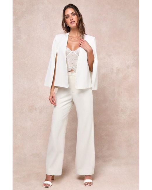 Lulus White Voguish Charm Split Sleeve Blazer Cape