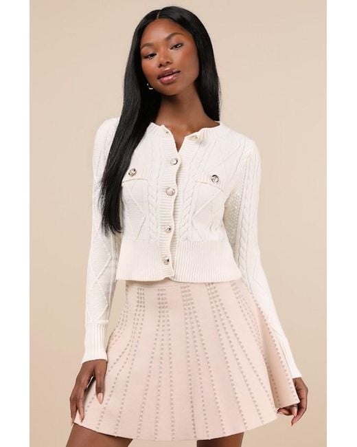 Lulus Natural Chic Weather Lurex Knit High-Waisted Skirt