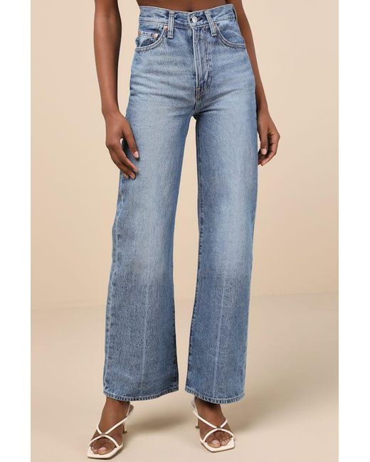 Levi's Blue Ribcage Light Wash Wide-Leg Denim Jeans