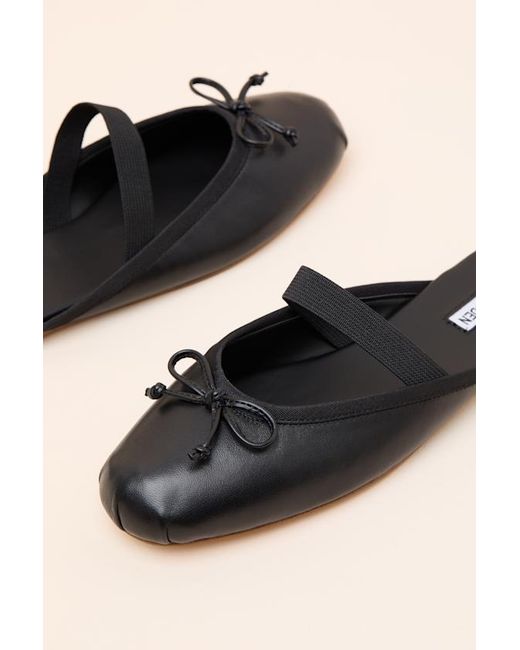 Steve Madden Black Cutesy Leather Ballet Flat Mules