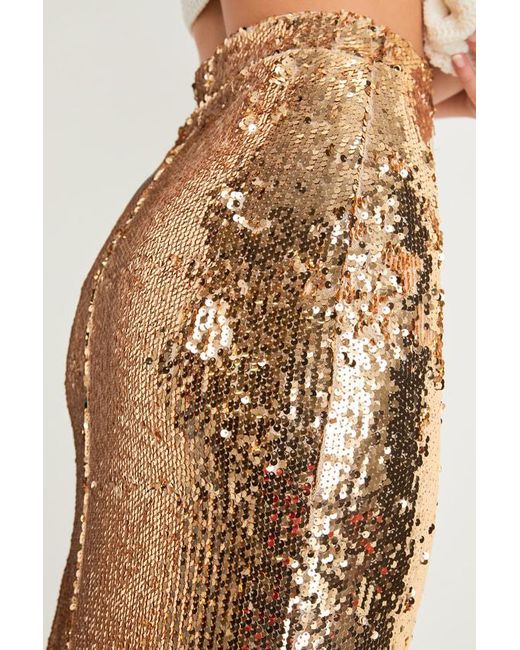 Lulus Natural Dazzling Appearance Sequin High-Rise Midi Skirt