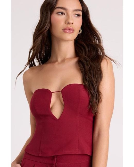 Lulus Red Nasia Strapless Cutout Crop Top