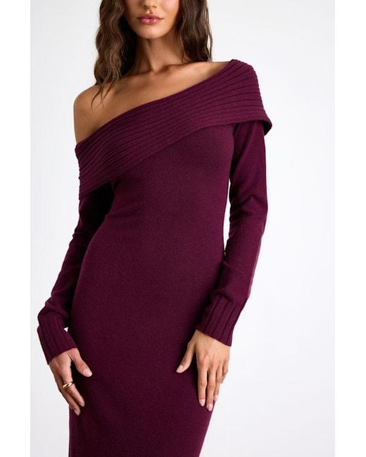 Lulus Red Ellie Dark Plum Sweater Bodycon Maxi Dress