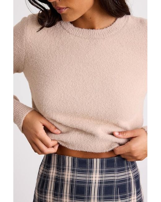 Lulus Blue Shawnie Crew Neck Cropped Pullover Sweater