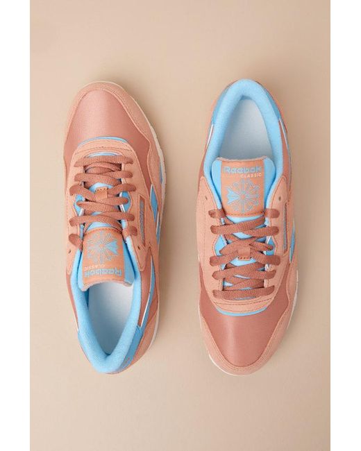 Reebok Pink Classic Nylon Clay And Suede Leather Sneakers