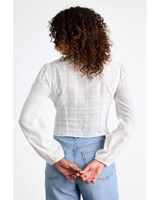 Lulus White Keyra Button-Front Balloon Sleeve Crop Top