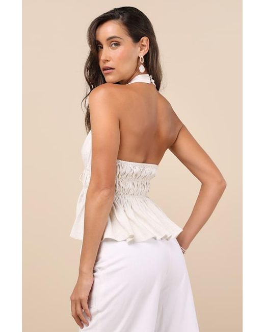 sachin and babi light blue dress Off White Peplum Top – Luxury Designer Clothing – Claudette Floyd main image 1