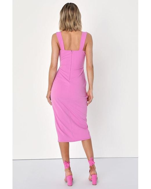 Lulus Pink Always Beautiful Rose Sleeveless Tulip Midi Dress