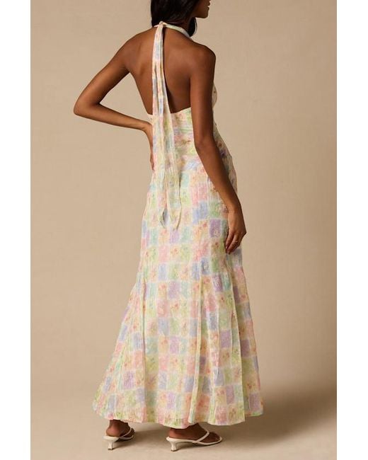 Lulus Natural Maressa Multi Floral Halter Maxi Dress