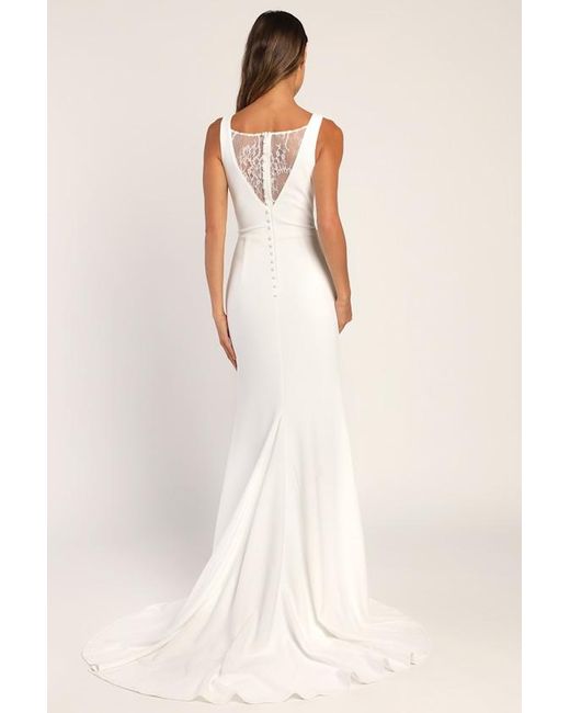 Lulus Natural Long-Lasting Love Lace V-Neck Mermaid Dress