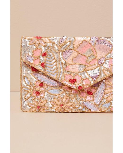 Lulus Purple Lucasta Multi Beaded Sequin Clutch