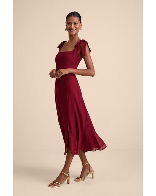 Lulus Summer Invite Tie-Strap Tiered Midi Dress