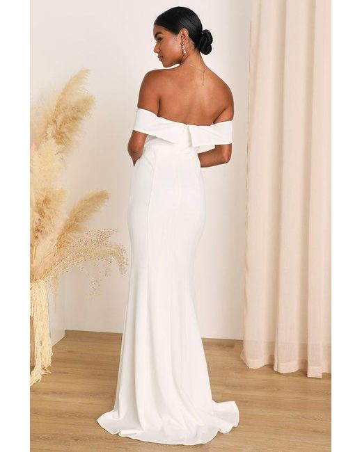 Lulus Natural My Favorite Night Off-The-Shoulder Mermaid Maxi Dress