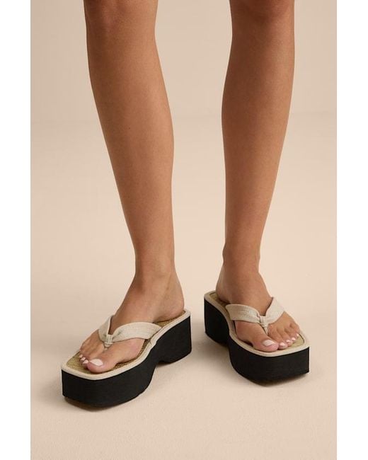 Matisse Vero Natural Linen Platform Thong Sandals