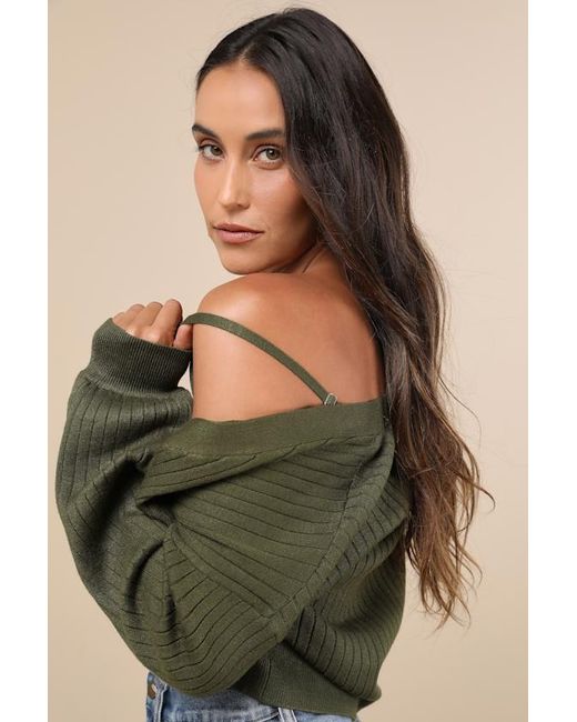 Lulus Green Cutest Duet Knit Cami Top And Cardigan Sweater Set
