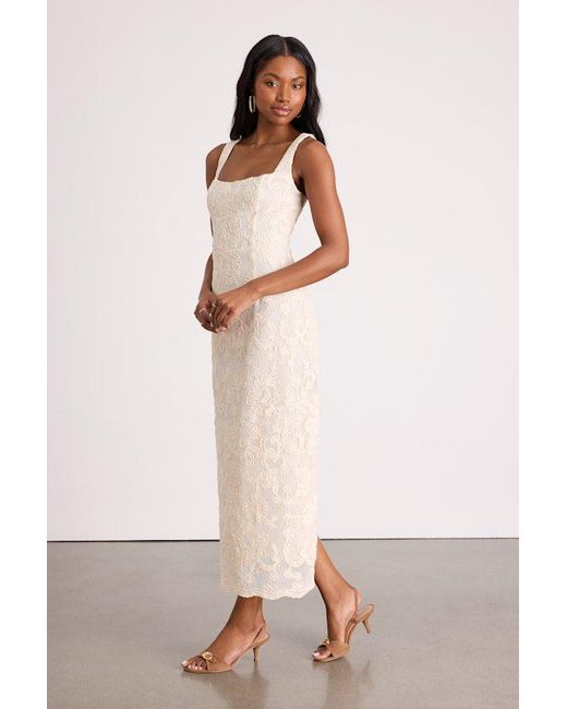 Lulus Natural Larine Cream Abstract Floral Embroidered Midi Dress