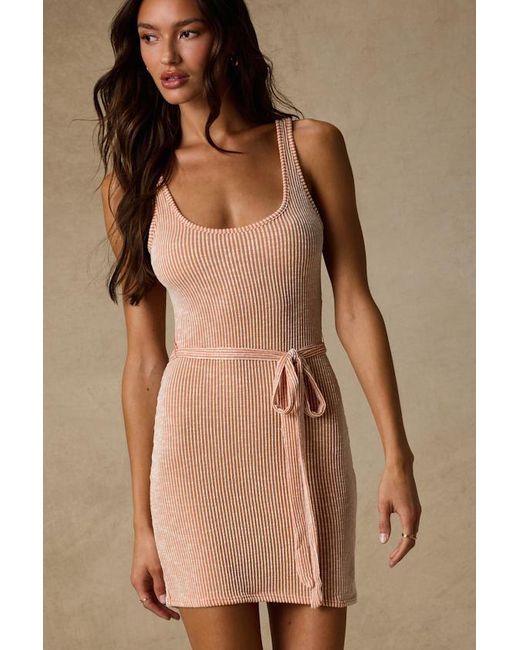 Lulus Natural Perfect Favorite And Striped Ribbed Mini Dress