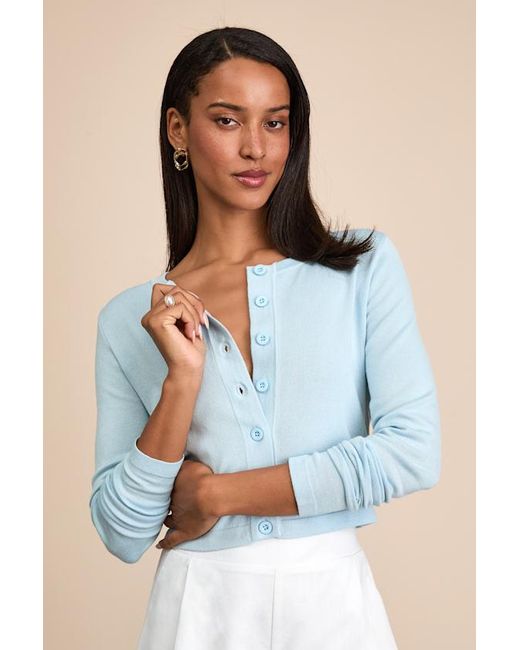 Lulus Blue Pippy Cropped Cardigan