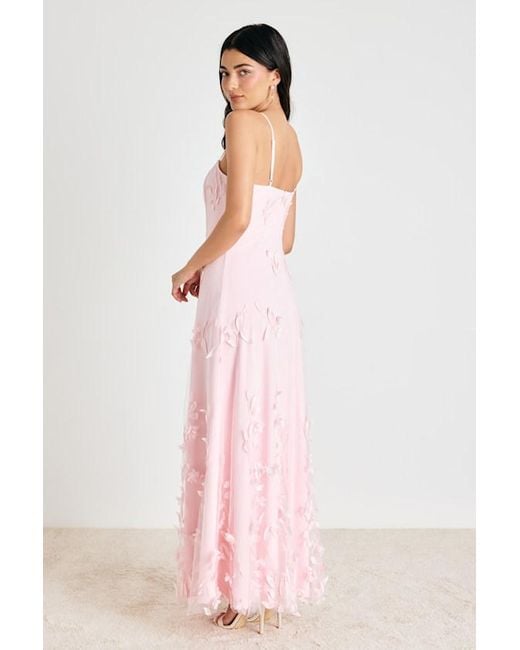 Lulus Pink Abundant Charm 3D Floral Applique Maxi Dress