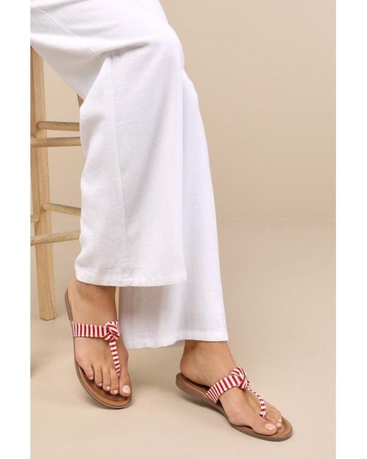 Lulus Pink Roderick And Striped Thong Sandals