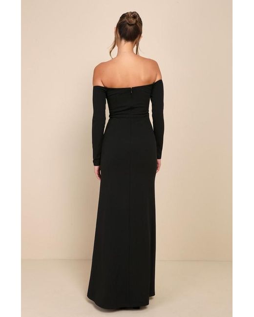 Lulus Black Alluring Sophistication Off-The-Shoulder Maxi Dress
