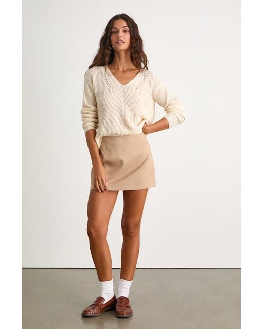 Lulus Natural Halifax Cream Knit Sweater