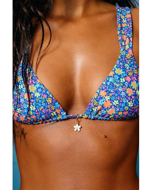 Kulani Kinis Blue Saint Tropez Multi Floral Bralette Bikini Top