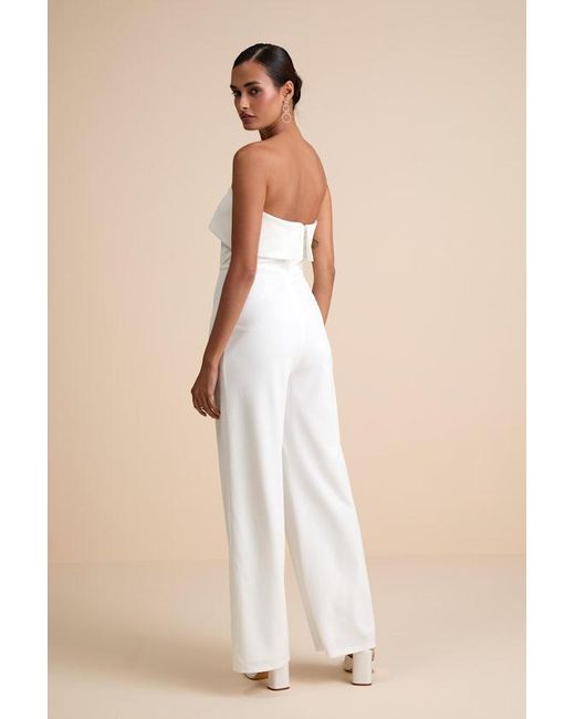 Lulus Natural Carmo Strapless Straight Leg Jumpsuit
