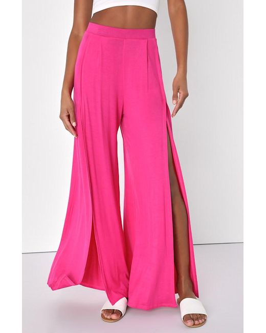 Lulus Pink Knockout Wide-Leg Pants